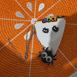 Sparkly Black Spider Kids Jewelry Set